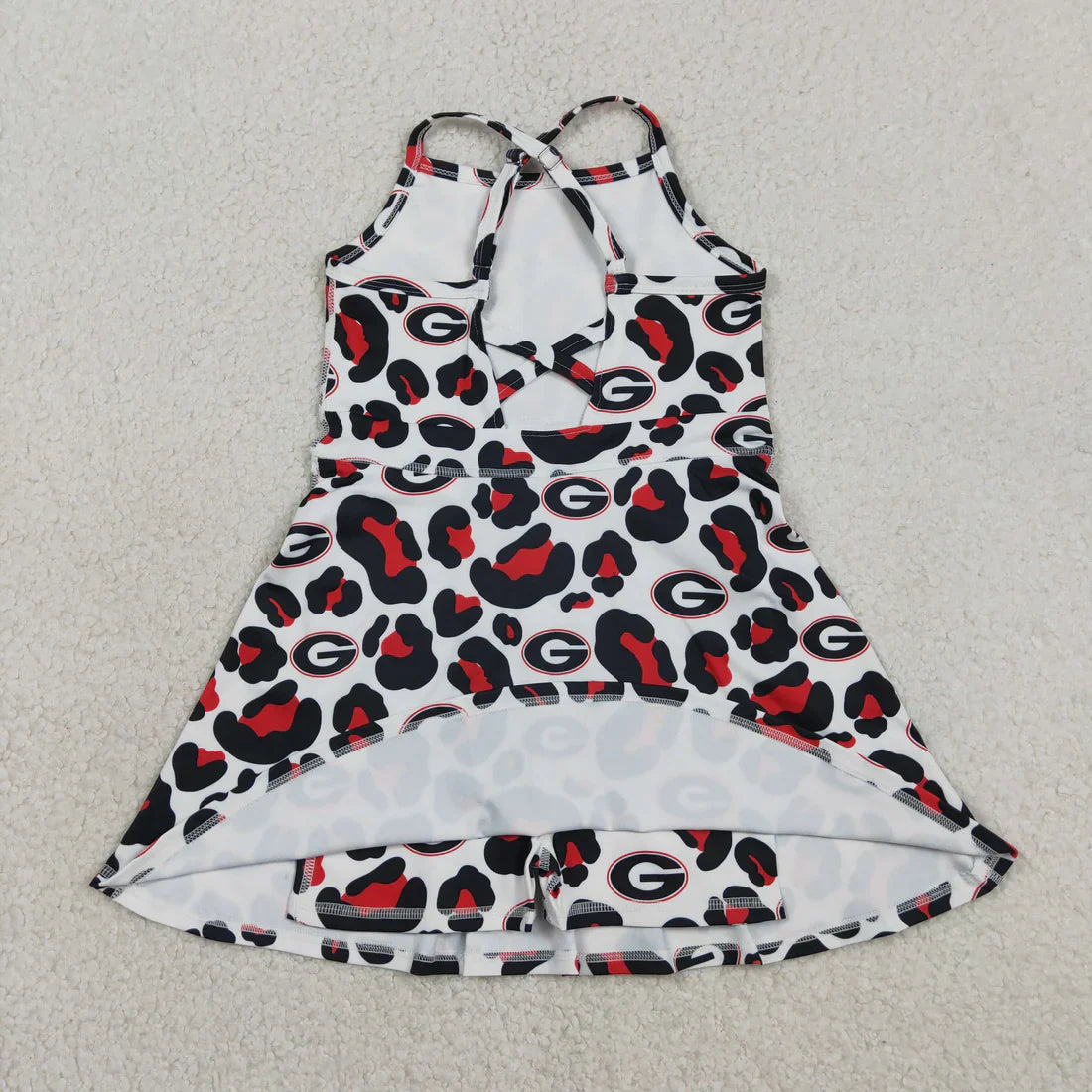 RTS Sibling Baby Girl Kids Sleeveless Leopard Team Knee Length Yoga Active Dresses