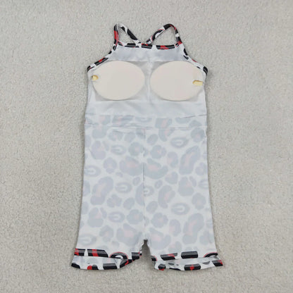RTS Sibling Baby Girl Kids Sleeveless Leopard Team Knee Length Yoga Active Dresses
