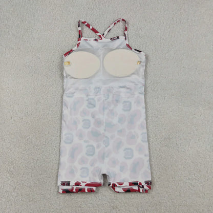 RTS Sibling Baby Girl Kids Sleeveless Leopard Team Knee Length Yoga Active Dresses