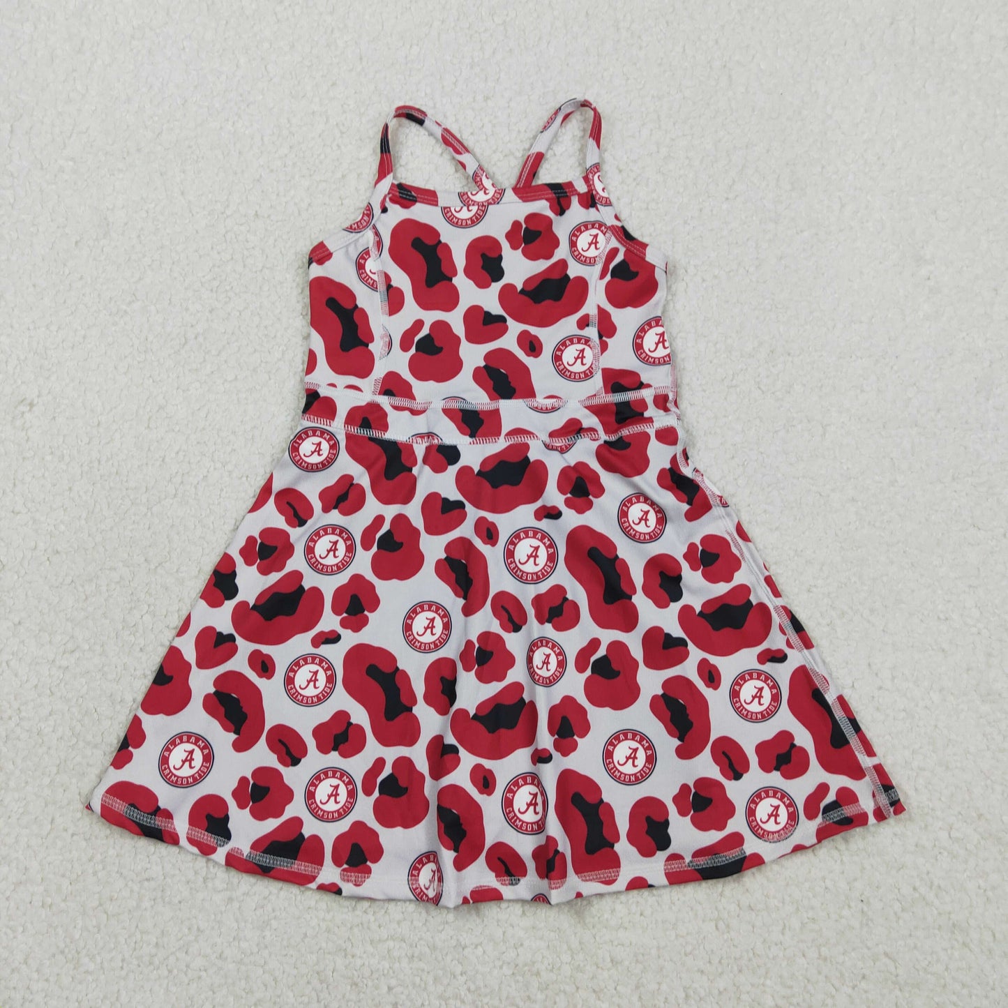 RTS Sibling Baby Girl Kids Sleeveless Leopard Team Knee Length Yoga Active Dresses