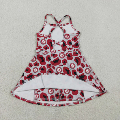 RTS Sibling Baby Girl Kids Sleeveless Leopard Team Knee Length Yoga Active Dresses
