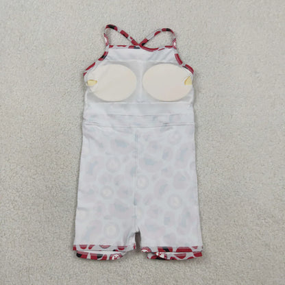 RTS Sibling Baby Girl Kids Sleeveless Leopard Team Knee Length Yoga Active Dresses