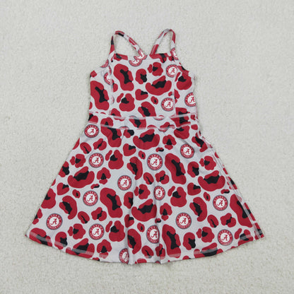 RTS Sibling Baby Girl Kids Sleeveless Leopard Team Knee Length Yoga Active Dresses