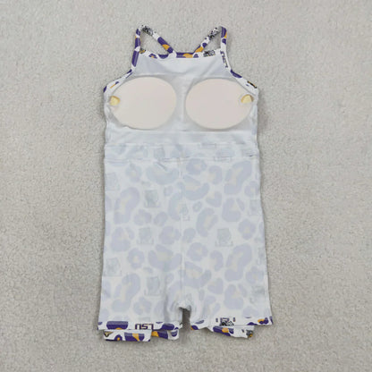 RTS Sibling Baby Girl Kids Sleeveless Leopard Team Knee Length Yoga Active Dresses