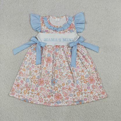 RTS Sibling Baby Girls Kids Short Sleeves Mama's MIni Flower Bows Romper Dress Clothes