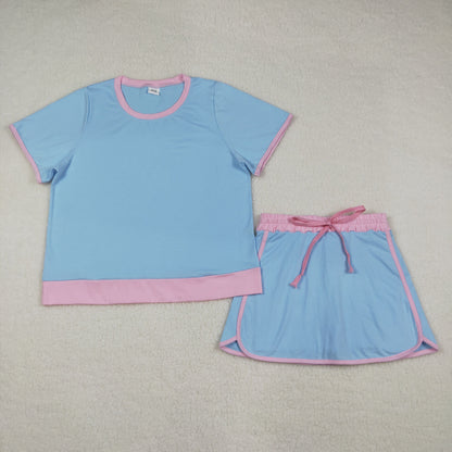 Sibling Adult Women Short Sleeves Shirts Skirts Shorts Summer Clothes Cotton Woman Sets