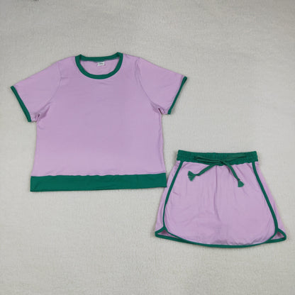 Sibling Adult Women Short Sleeves Shirts Skirts Shorts Summer Clothes Cotton Woman Sets