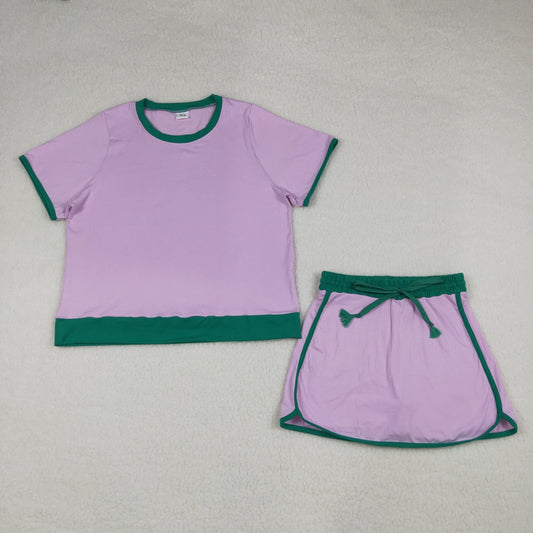 Sibling Adult Women Short Sleeves Shirts Skirts Shorts Summer Clothes Cotton Woman Sets