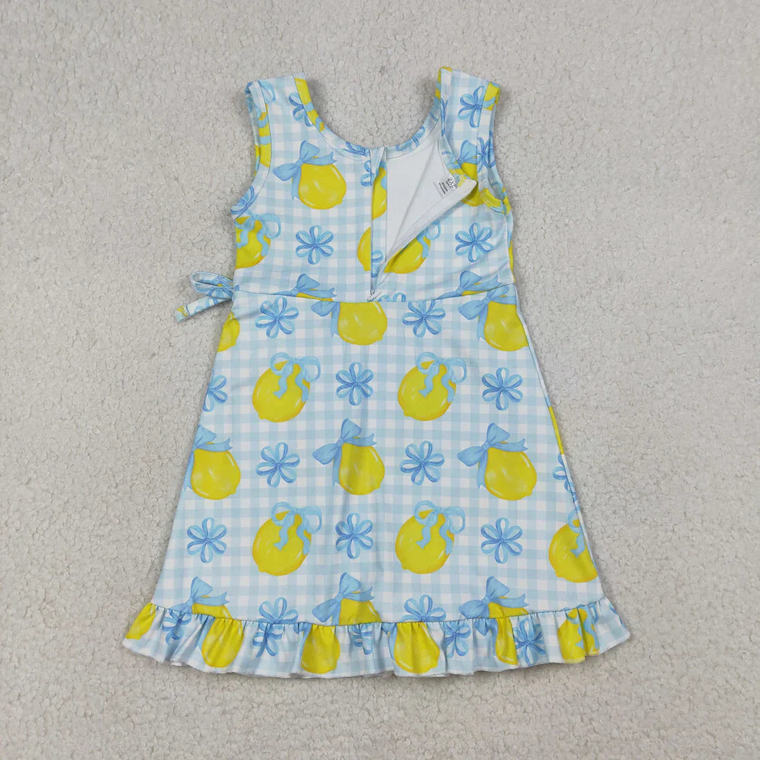 RTS Sibling Baby Girls Kids Lemons Bows Plaid Yoga Active Shorts Knee Length Dresses