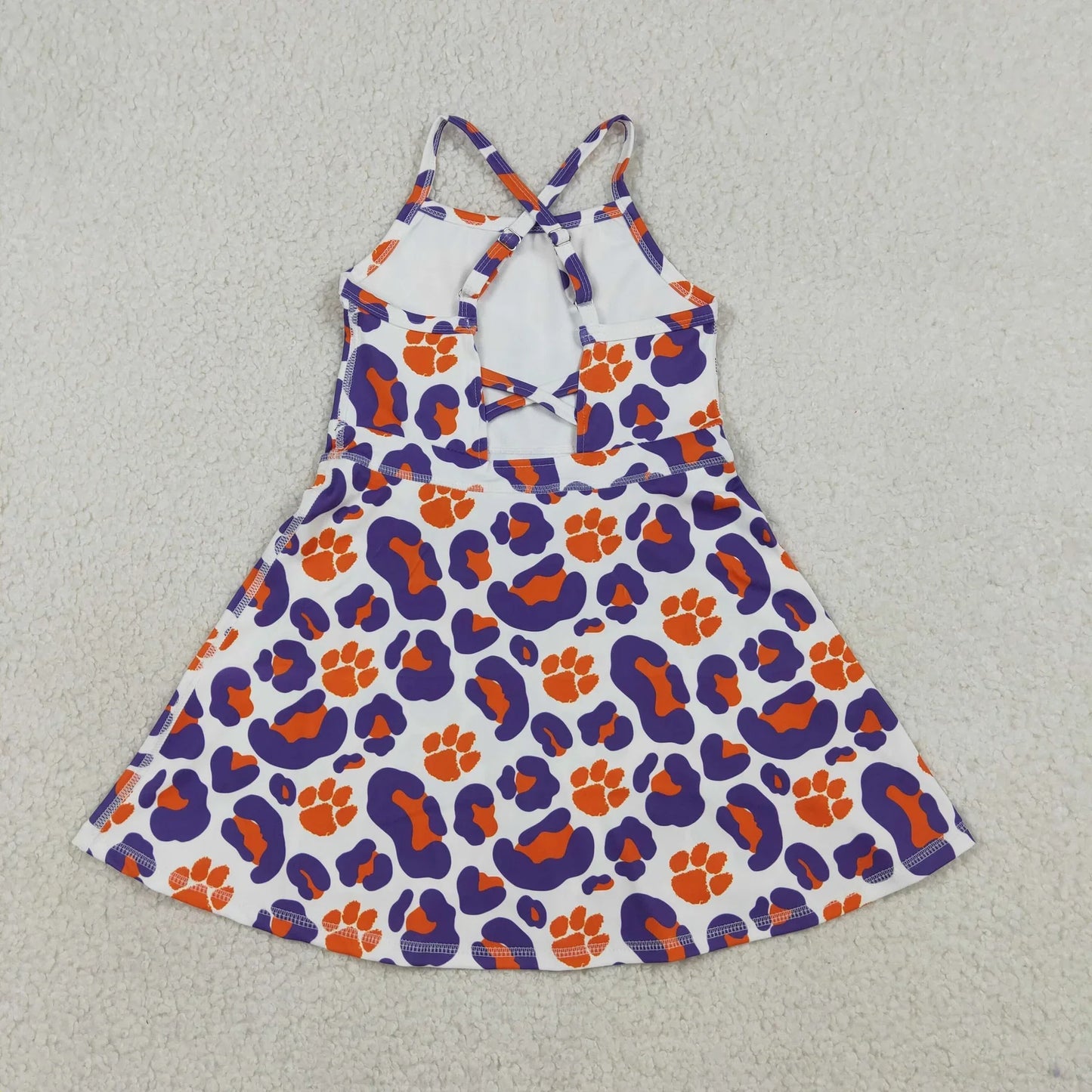 RTS Sibling Baby Girl Kids Sleeveless Leopard Team Knee Length Yoga Active Dresses