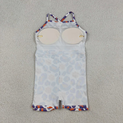 RTS Sibling Baby Girl Kids Sleeveless Leopard Team Knee Length Yoga Active Dresses