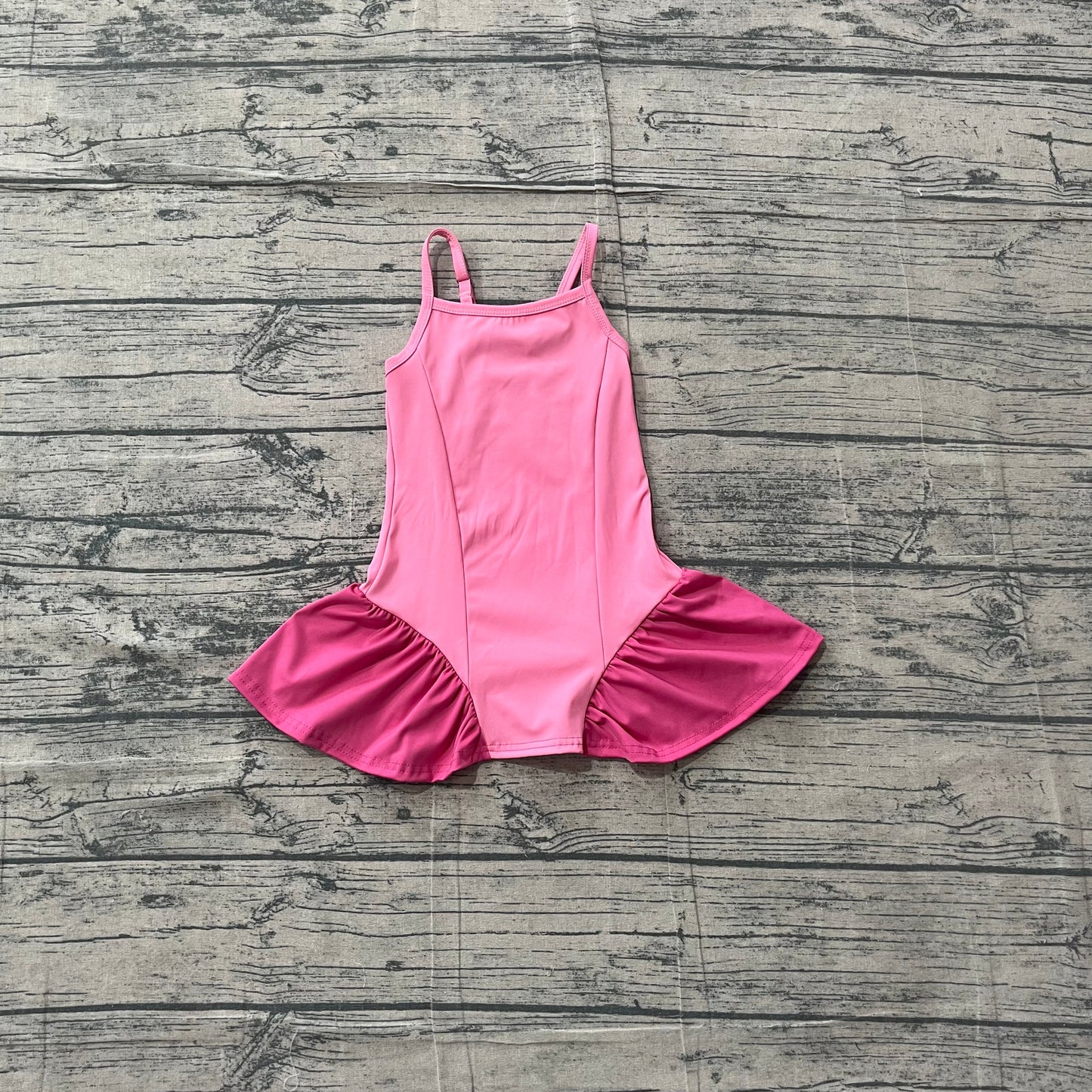 Preorder Baby Girls Kids Straps Pink Yoga Active Ruffle Dress