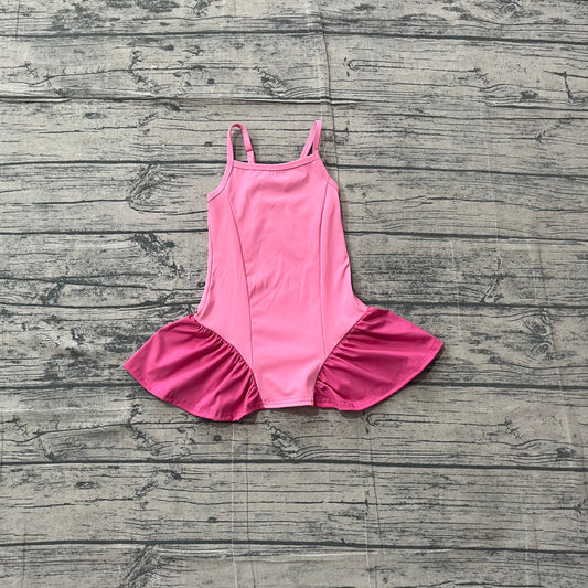 Preorder Baby Girls Kids Straps Pink Yoga Active Ruffle Dress