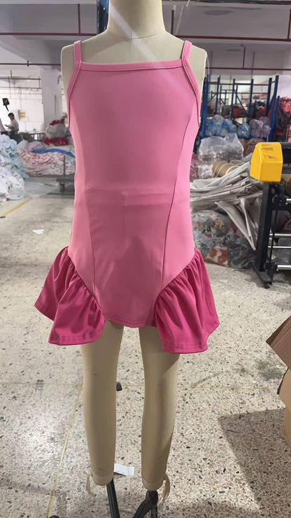 Preorder Baby Girls Kids Straps Dress Shorts Pink Yoga Active Summer Set
