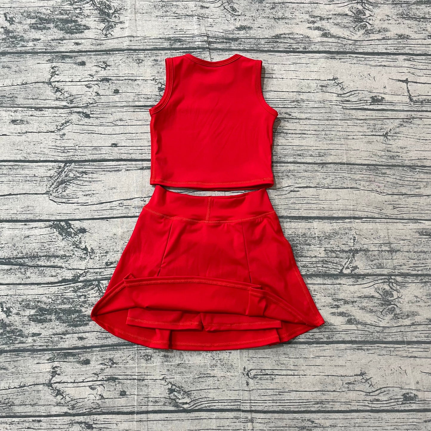 Preorder Baby Girls Kids Red Tops Shorts Skirt Shorts Summer Yoga Active Clothes Set
