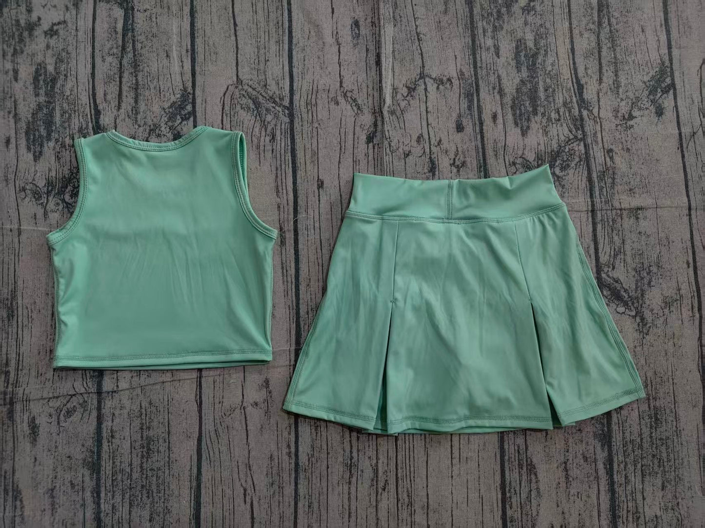 Preorder Baby Girls Kids Green Tops Shorts Skirt Shorts Summer Yoga Active Clothes Set