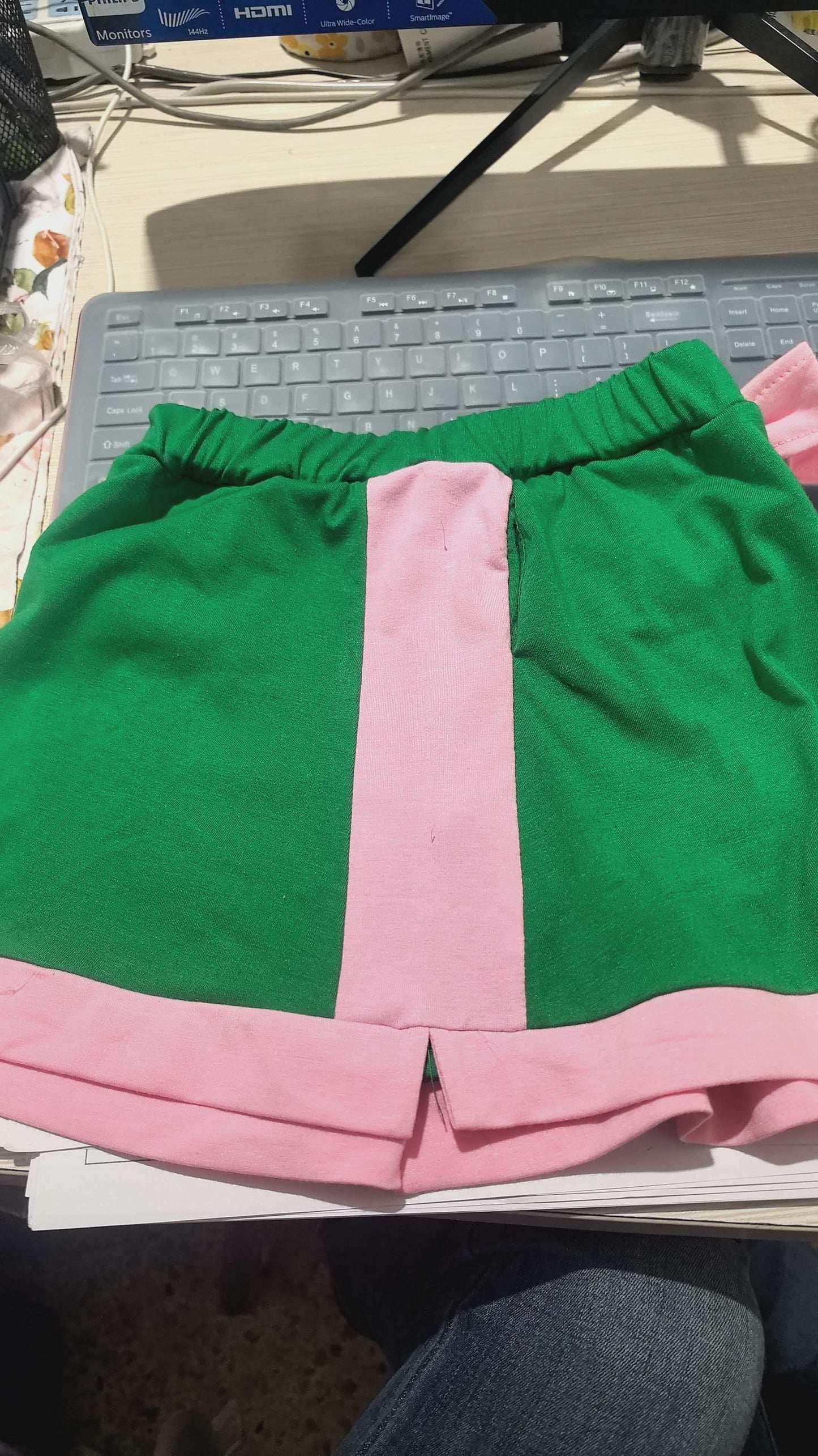Preorder Baby Girls Kids Sleeveless Green Tops Pockets Skirt Shorts Cotton Set