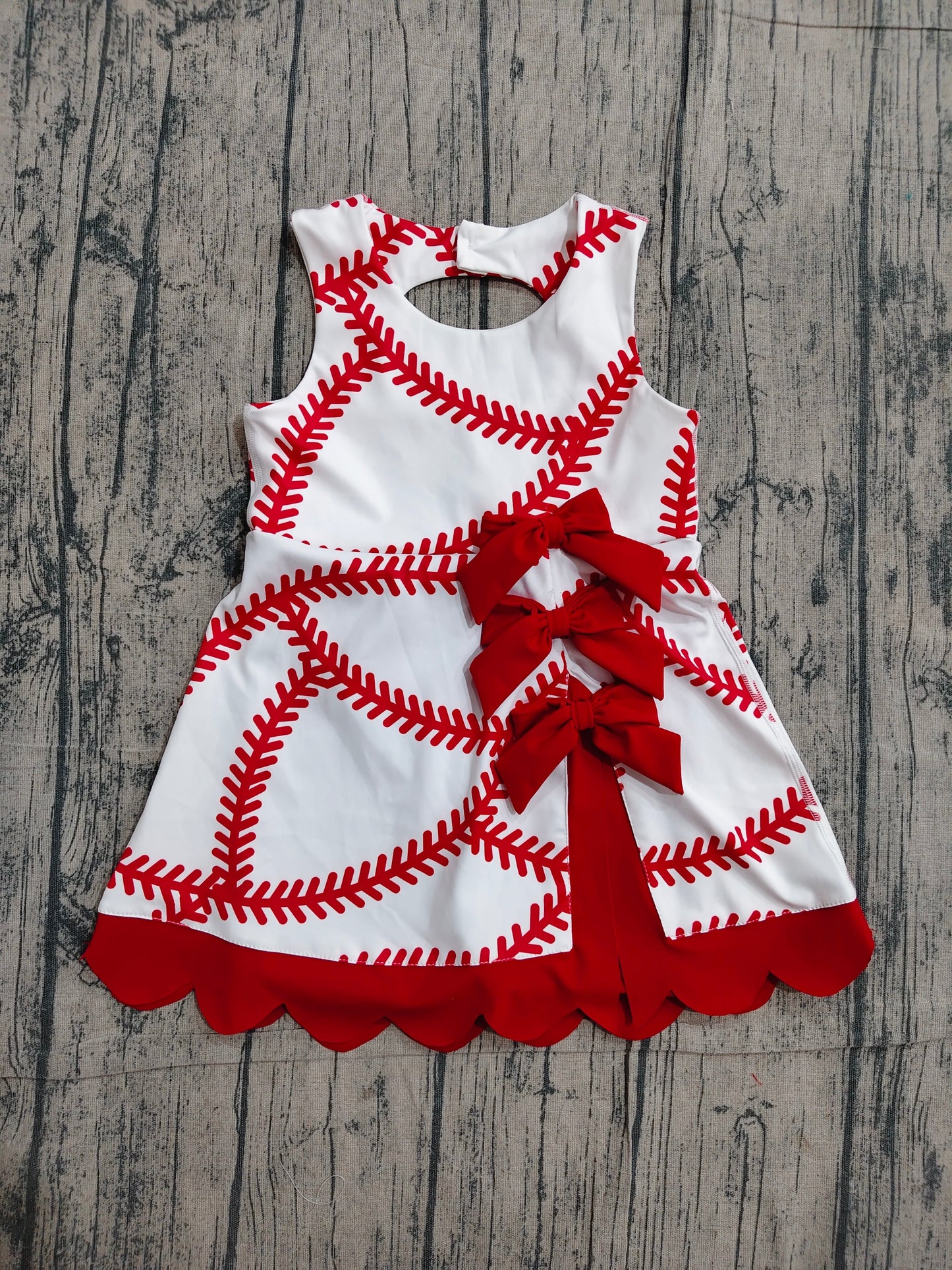 Preorder Baby Girls Kids Baseball Red Bows Shorts Knee Length Yoga Active Dress