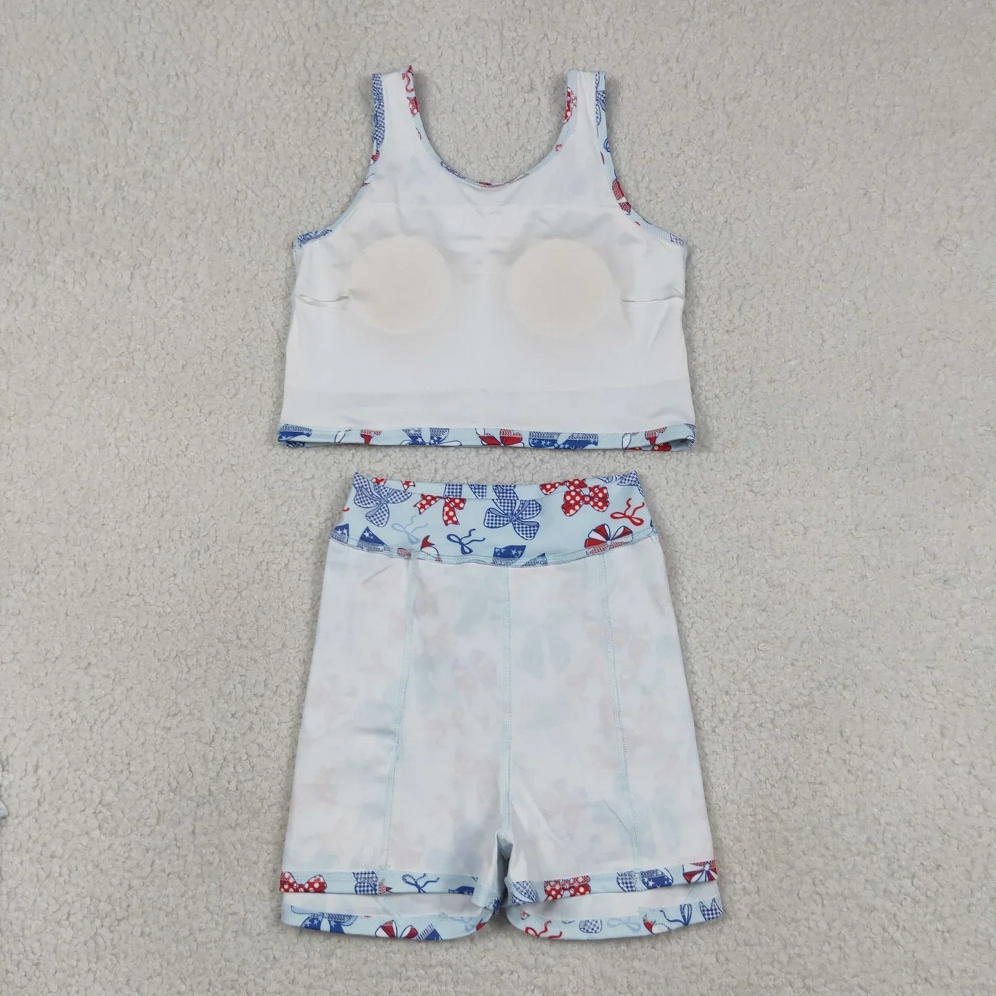Sibling Baby Girls Kids 4th of July Bows Skort Yoga Active Dress Set Clothes