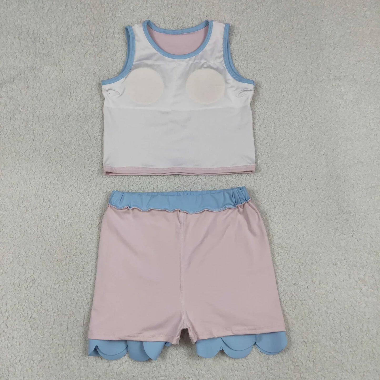 Sibling Baby Girls Kids Sleeveless Shirts Skirts Shorts Yoga Active Scallop Sets Clothes
