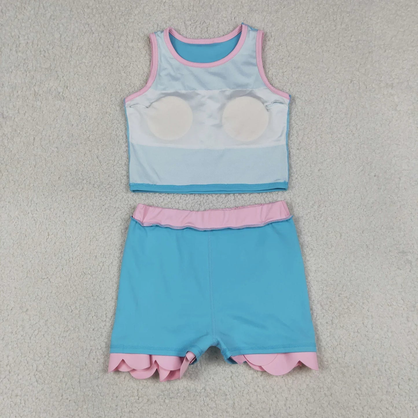 Sibling Baby Girls Kids Sleeveless Shirts Scallop Skirts Shorts Yoga Active Sets Clothes