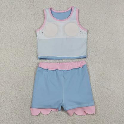 Sibling Baby Girls Kids Sleeveless Shirts Scallop Skirts Shorts Yoga Active Sets Clothes