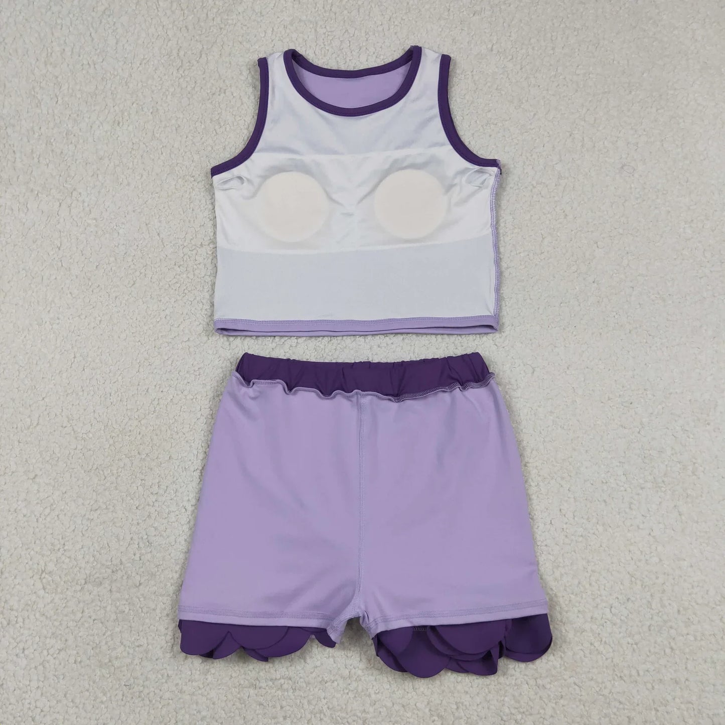 Sibling Baby Girls Kids Sleeveless Shirts Skirts Shorts Yoga Active Scallop Sets Clothes