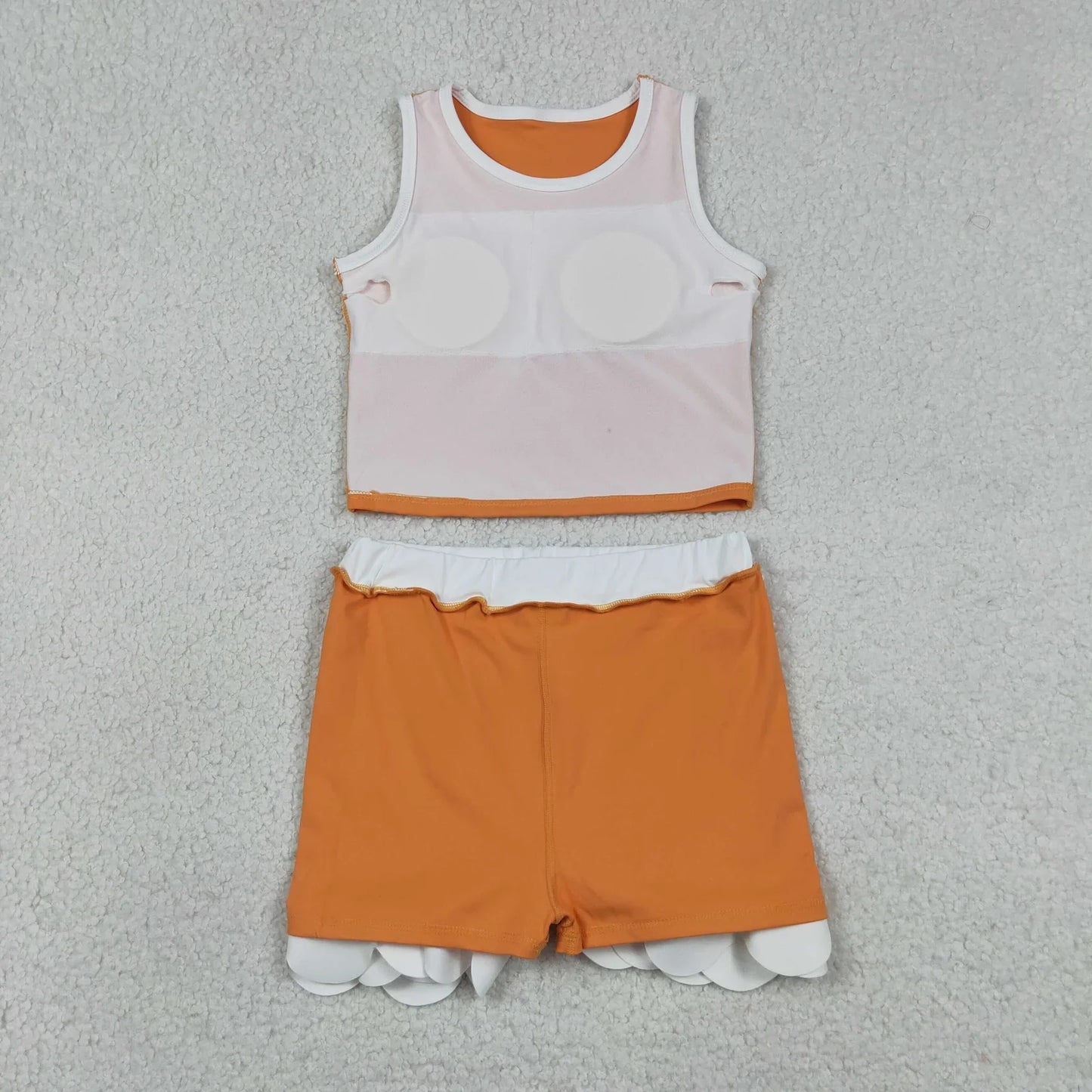 Sibling Baby Girls Kids Sleeveless Shirts Skirts Shorts Yoga Active Scallop Sets Clothes