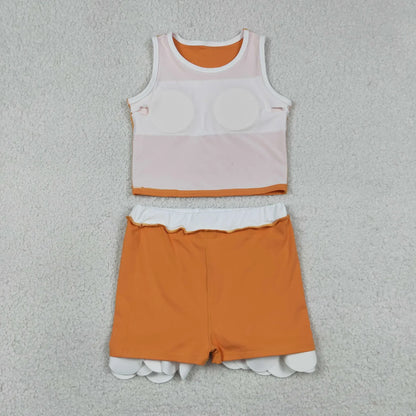 Sibling Baby Girls Kids Sleeveless Shirts Scallop Skirts Shorts Yoga Active Sets Clothes