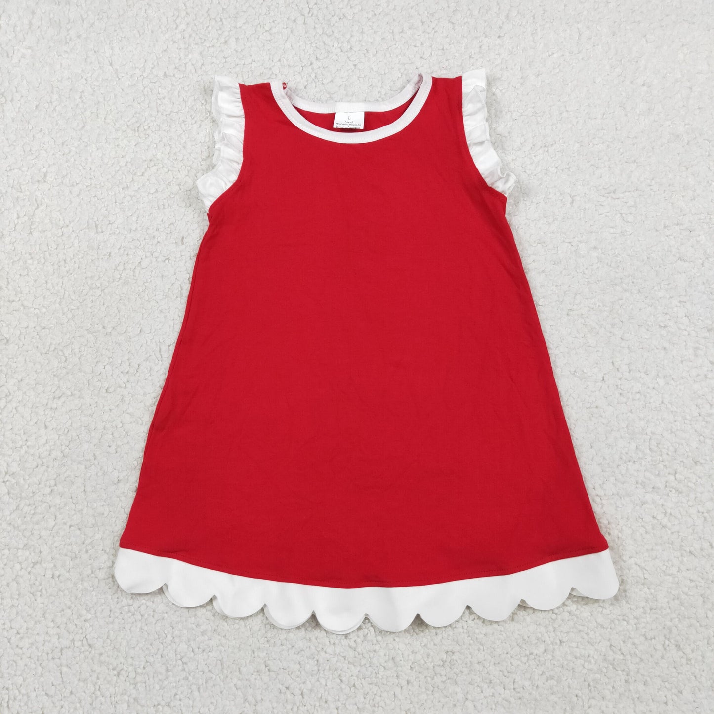 Sibling Baby Girls Kids Sleeveless Scallop Knee Length Dresses Cotton Clothes