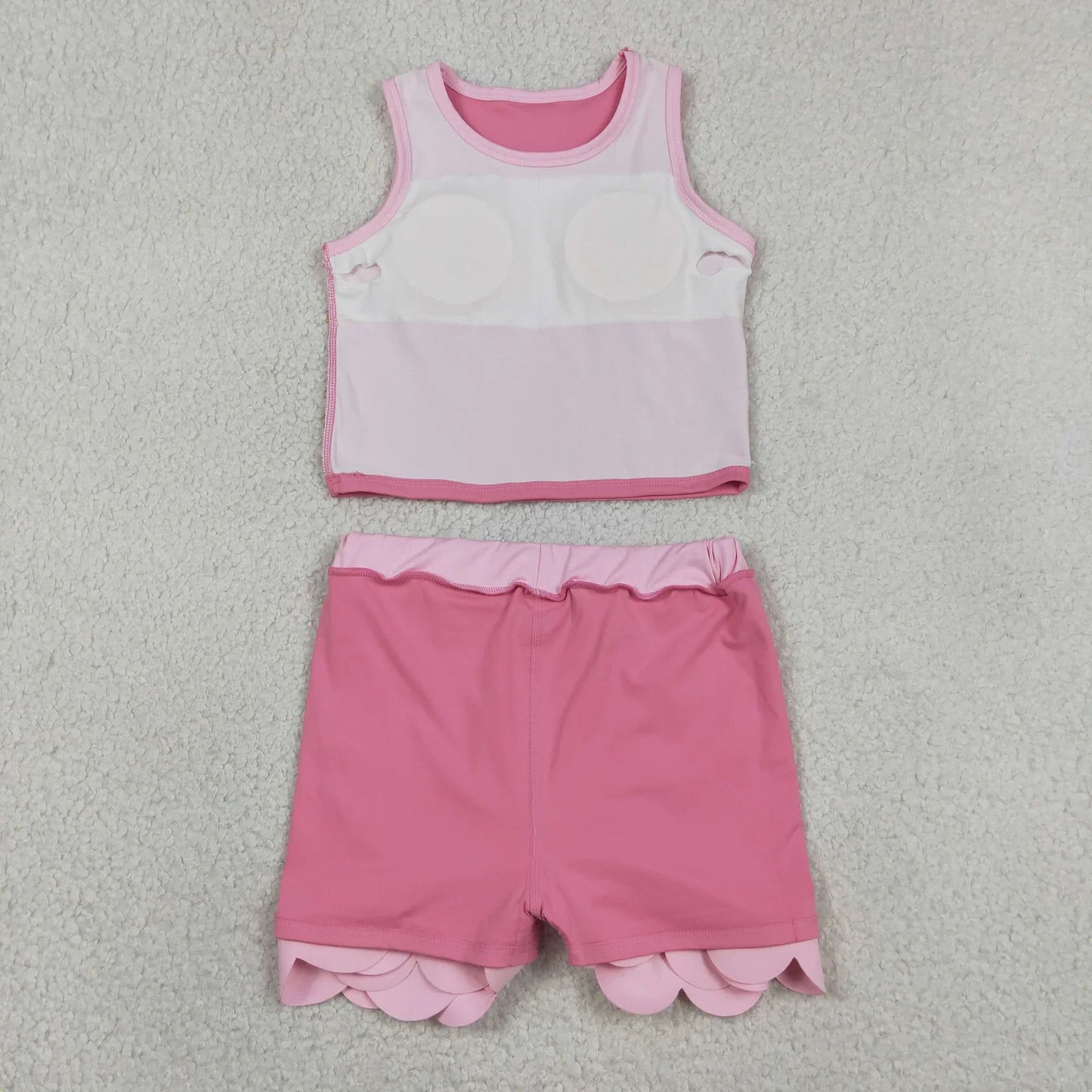 Sibling Baby Girls Kids Sleeveless Shirts Skirts Shorts Yoga Active Scallop Sets Clothes