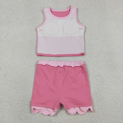 Sibling Baby Girls Kids Sleeveless Shirts Scallop Skirts Shorts Yoga Active Sets Clothes