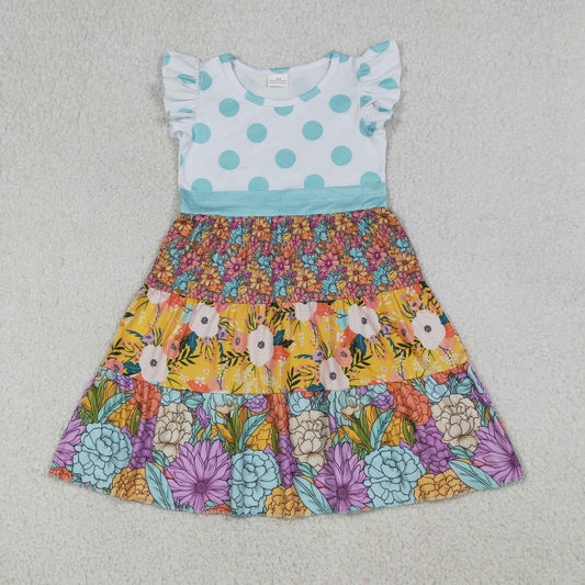 Baby Girls Kids Short Sleeves Flower Knee Length Dress Summer Clothes