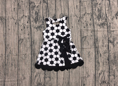 Preorder Baby Girls Kids Soccer Bows Scallop Yoga Active Black Dress