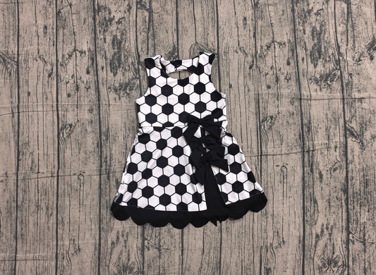 Preorder Baby Girls Kids Soccer Bows Scallop Yoga Active Black Dress