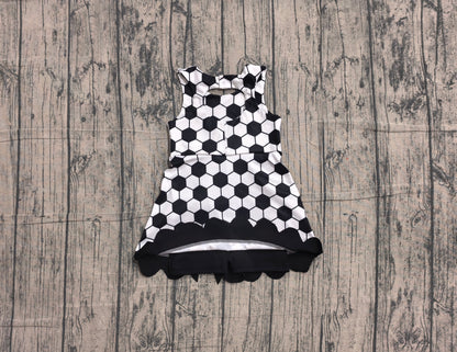 Preorder Baby Girls Kids Soccer Bows Scallop Yoga Active Black Dress