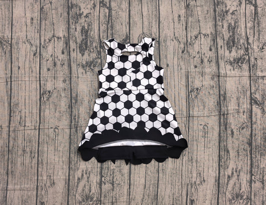 Preorder Baby Girls Kids Soccer Bows Scallop Yoga Active Black Dress