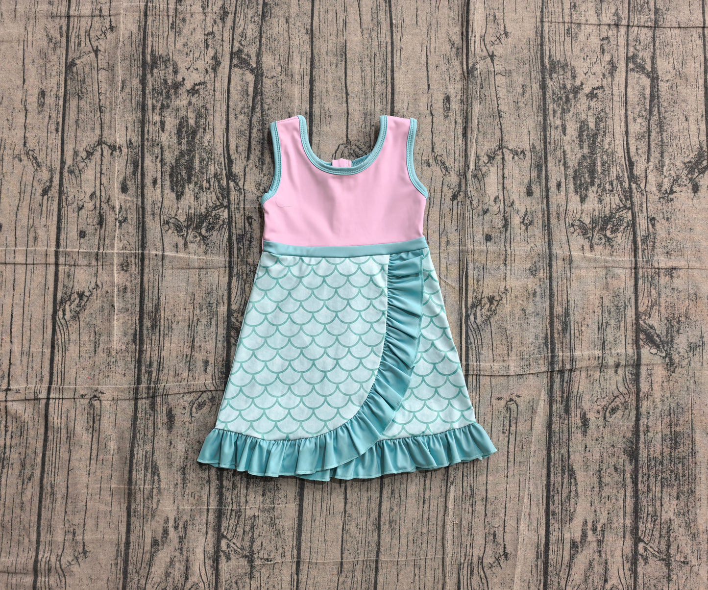 Preorder Baby Girls Kids Yoga Active Shorts Knee Length Mermaid Dress Scallop Clothes