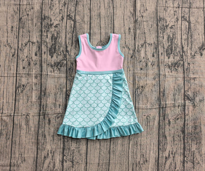 Preorder Baby Girls Kids Yoga Active Shorts Knee Length Mermaid Dress Scallop Clothes