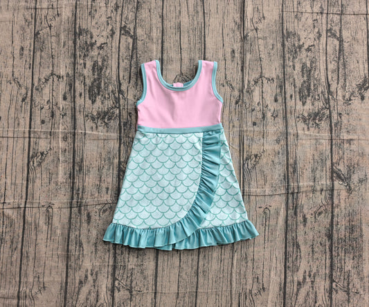 Preorder Baby Girls Kids Yoga Active Shorts Knee Length Mermaid Dress Scallop Clothes