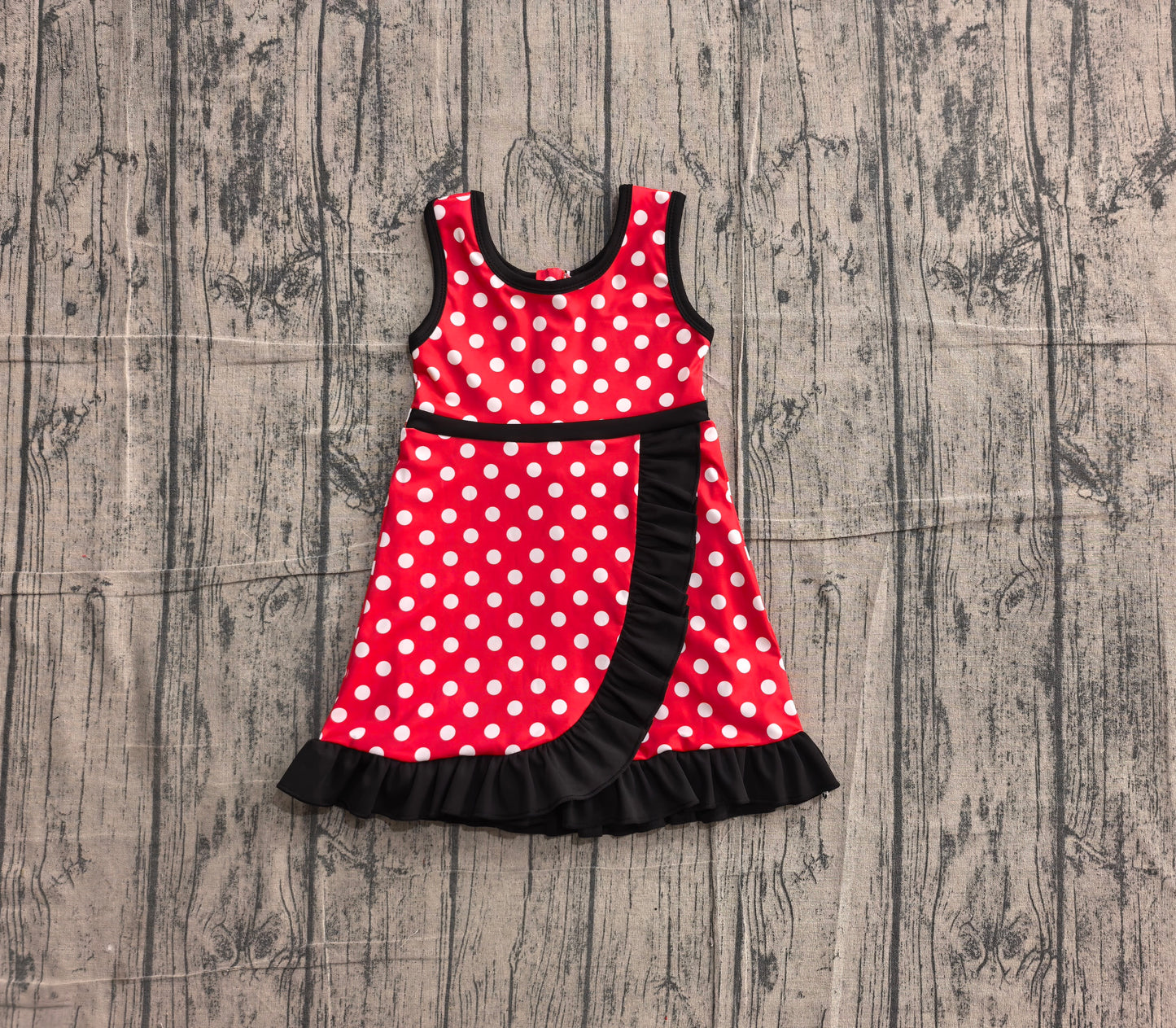 Preorder Baby Girls Kids Sleeveless Shorts Dots Red Dress Yoga Active Scallop Clothes