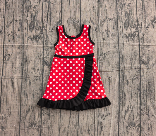 Preorder Baby Girls Kids Sleeveless Shorts Dots Red Dress Yoga Active Scallop Clothes