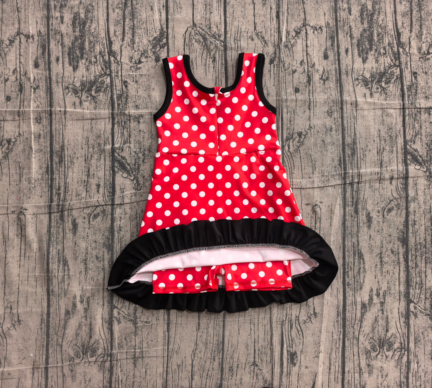 Preorder Baby Girls Kids Sleeveless Shorts Dots Red Dress Yoga Active Scallop Clothes