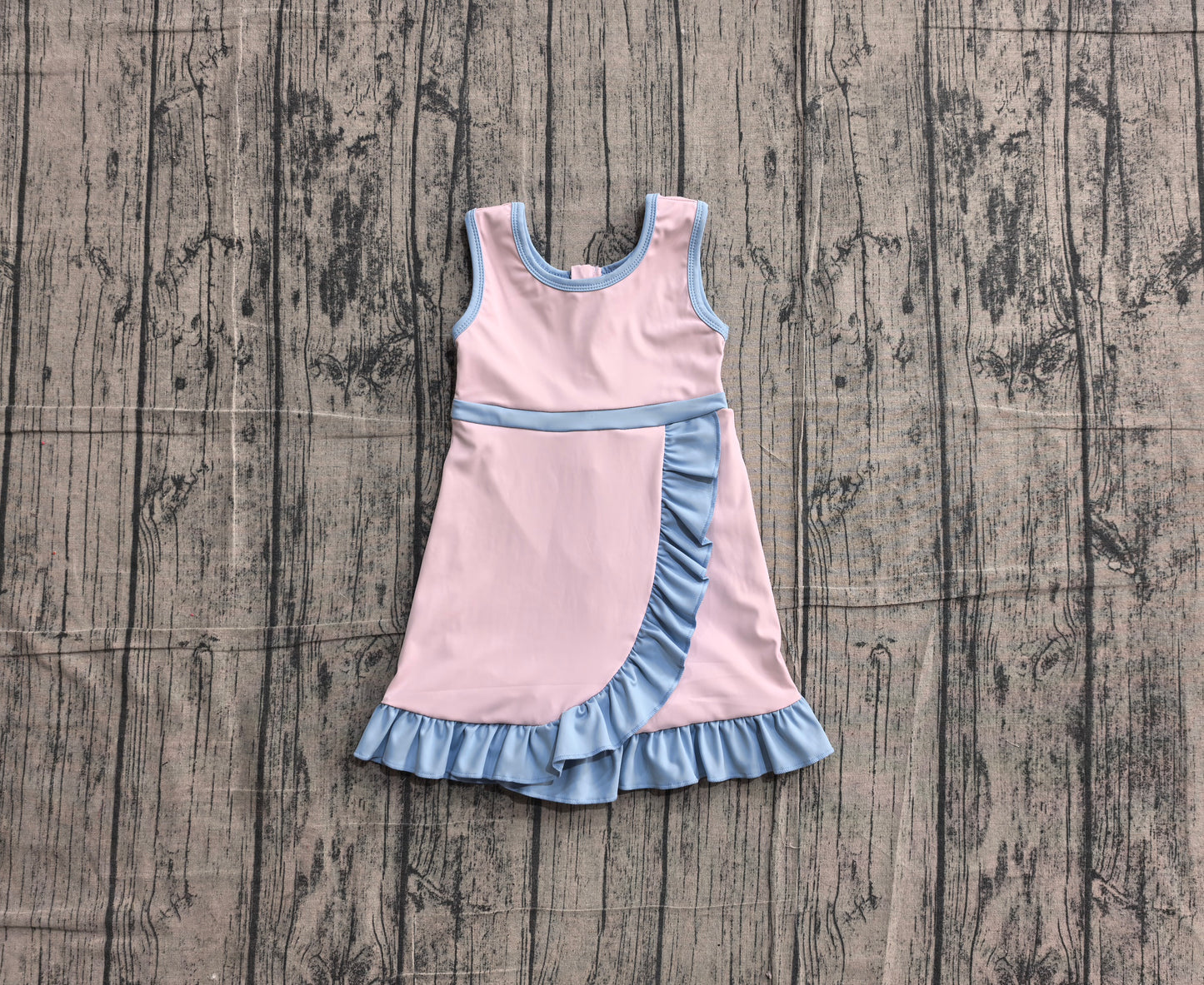 Preorder Baby Girls Kids Sleeveless Shorts Knee Length Pink Dress Yoga Active Scallop Clothes