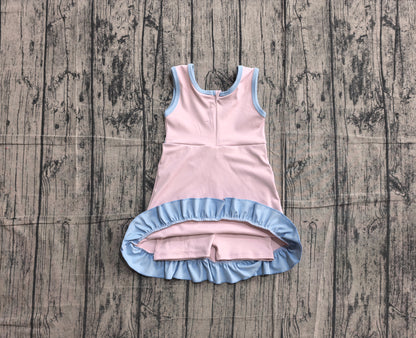 Preorder Baby Girls Kids Sleeveless Shorts Knee Length Pink Dress Yoga Active Scallop Clothes