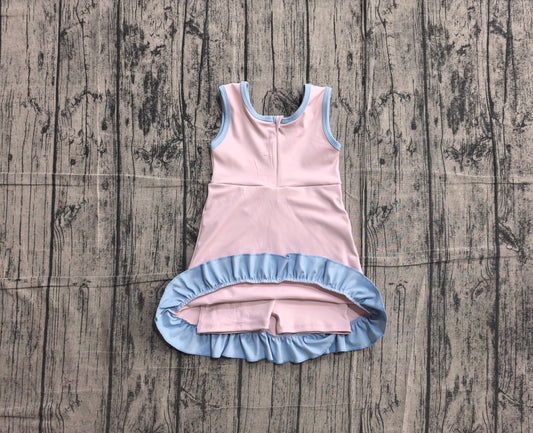 Preorder Baby Girls Kids Sleeveless Shorts Knee Length Pink Dress Yoga Active Scallop Clothes