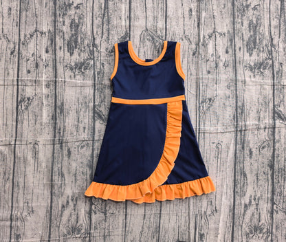 Preorder Baby Girls Kids Sleeveless Shorts Knee Length Purple Dress Yoga Active Scallop Clothes