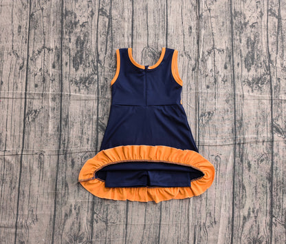 Preorder Baby Girls Kids Sleeveless Shorts Knee Length Purple Dress Yoga Active Scallop Clothes