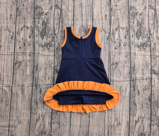 Preorder Baby Girls Kids Sleeveless Shorts Knee Length Purple Dress Yoga Active Scallop Clothes