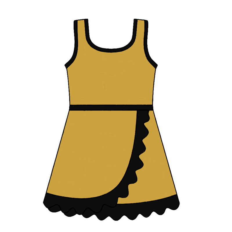 Preorder Baby Girls Kids Sleeveless Shorts Knee Length Scallop Dress Yoga Active Summer Clothes ( Moq 5 )